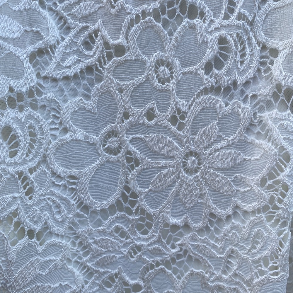 Investments Lined  White Lace V Neck Tunic - Picture 6 of 9
